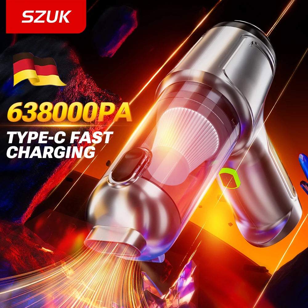 SZUK Car Vacuum CIeaner Wireless Mini Handheld Vacuum Cleaning Machine 638000PA Powerful Portable Blower Vacuum Cleaner for Car