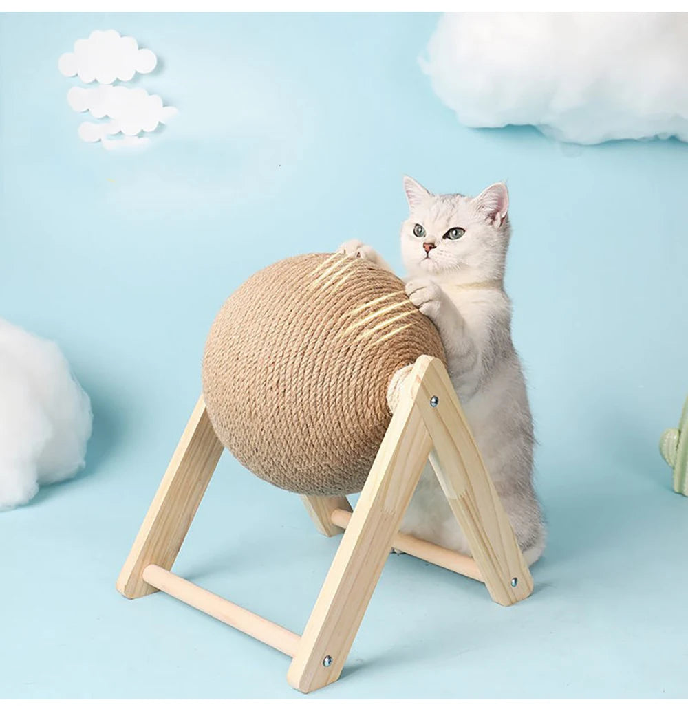 Rascador con forma de bola giratoria para gatos especial para divertir y pulir las garritas de tus peludos