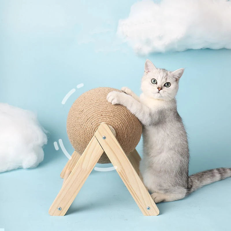 Rascador con forma de bola giratoria para gatos especial para divertir y pulir las garritas de tus peludos