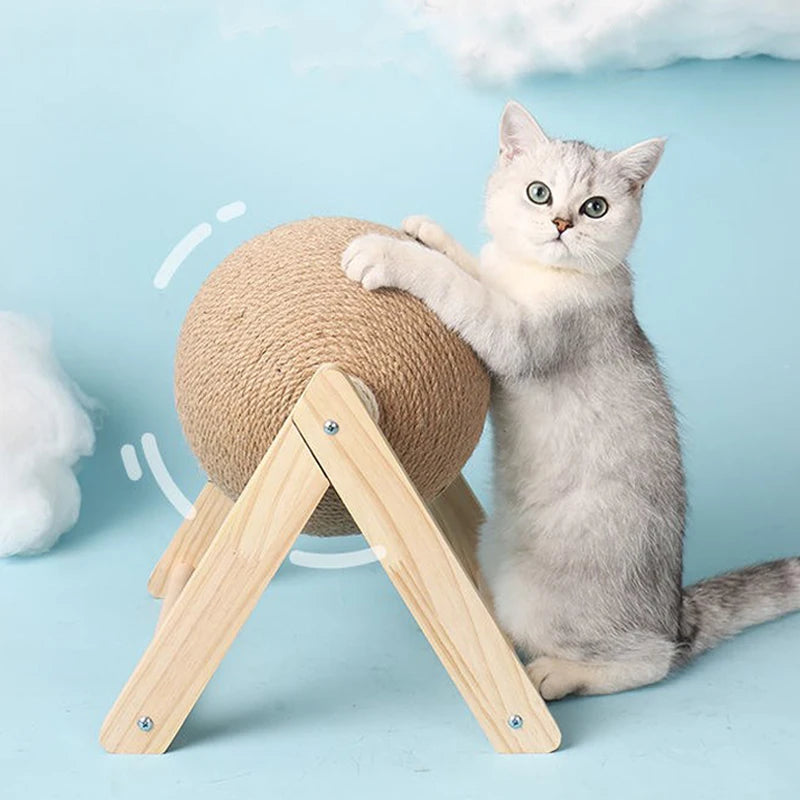 Rascador con forma de bola giratoria para gatos especial para divertir y pulir las garritas de tus peludos