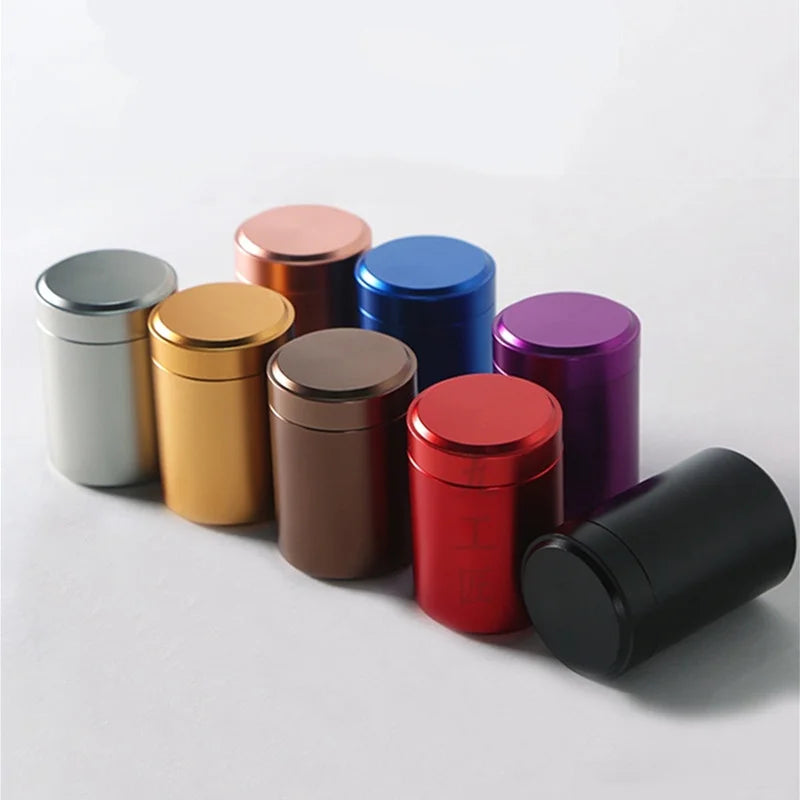 1PC Travel Canister Portable Airtight Smell Proof Storage Candy Bottle Herb Stash Jar Sealed Container Tea Box Mini Metal Cans