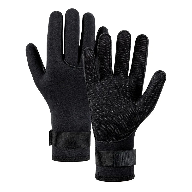 Guantes de buceo de 3 mm, guantes de pesca submarina gruesos de neopreno, antideslizantes, mantener caliente, surf, natación, kayaks, guantes ajustables de remo