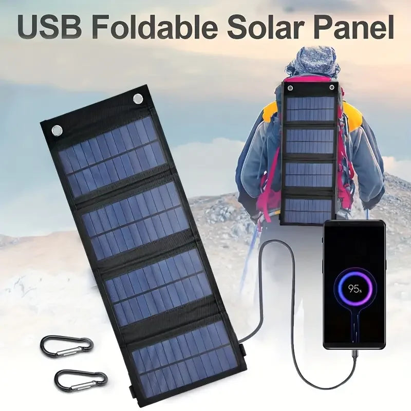 Panel solar plegable USB portátil ideal para viajes a lugares de difícil conexión