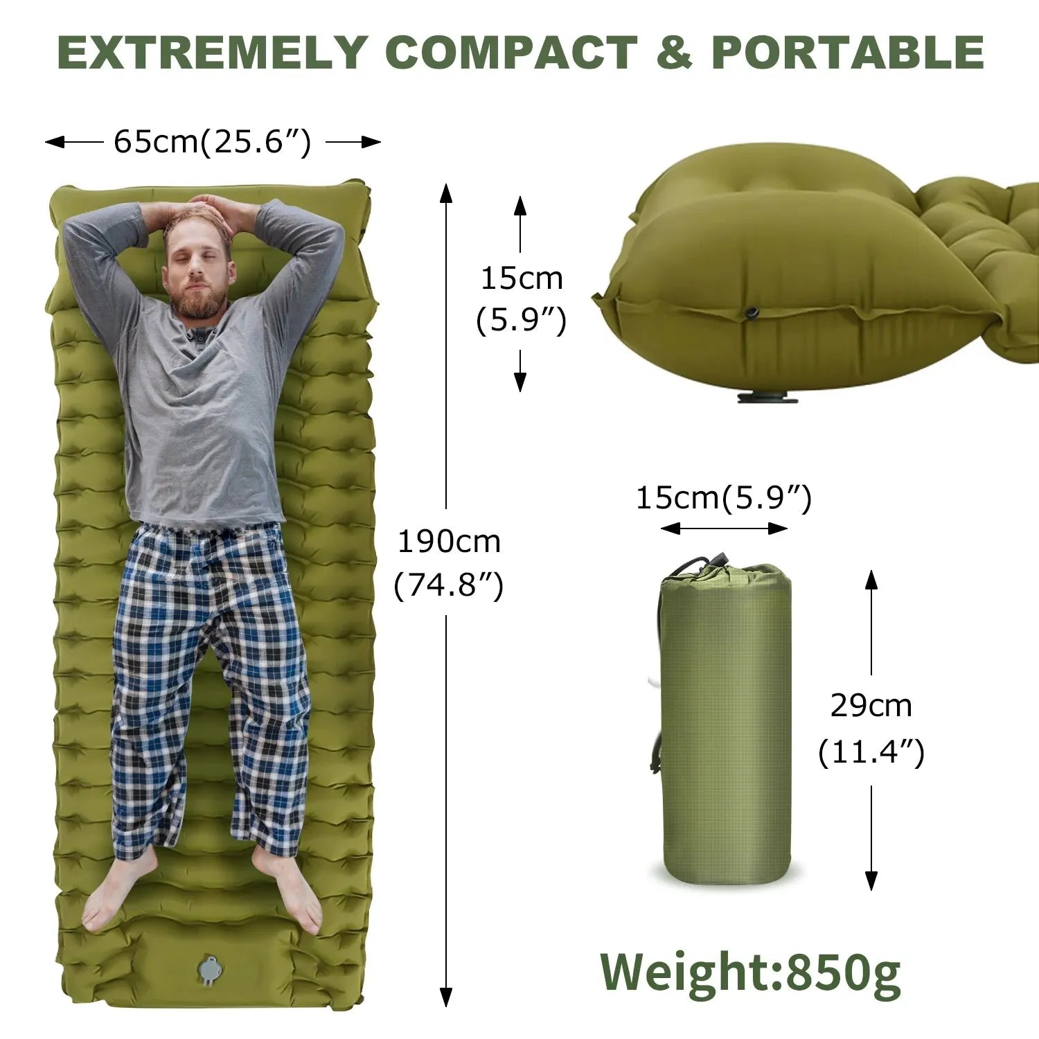 Colchoneta inflable para acampada  10cm de colchón pea una mayor comodidad