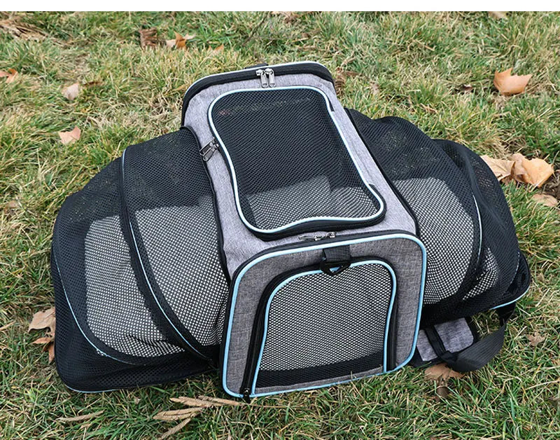 Mochila transporte para mascotas, bolso expansible con buena ventilación