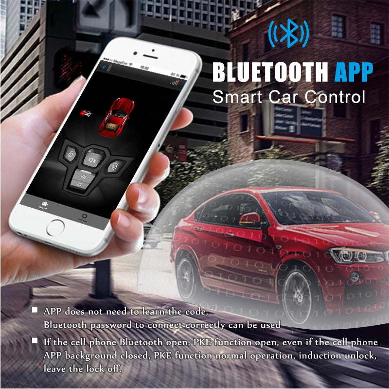 SPY 2 Way Car Alarm System PKE Rechargeable Car Remote Control Keyless Entry Launch Module Kit Bluetooth APP Remote Engine Start