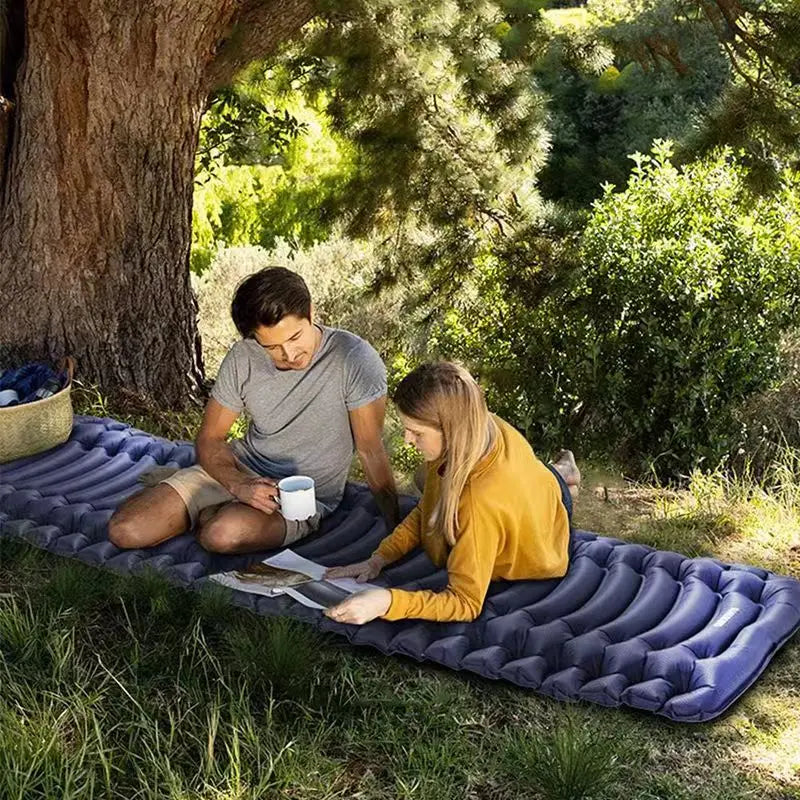 Colchoneta camping al aire libre inflable súper gruesa de 4 pulgadas con almohada incorporada, incluye bomba de aire