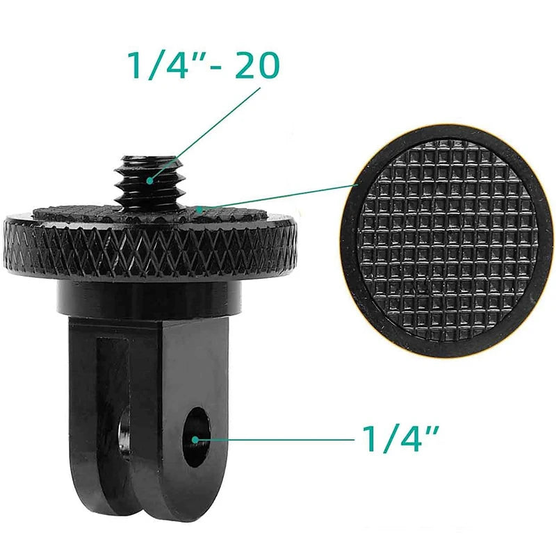 Adaptador de trípode con tornillo de 1/4 de pulgada, soporte de montaje giratorio de 360 grados para Go Pro