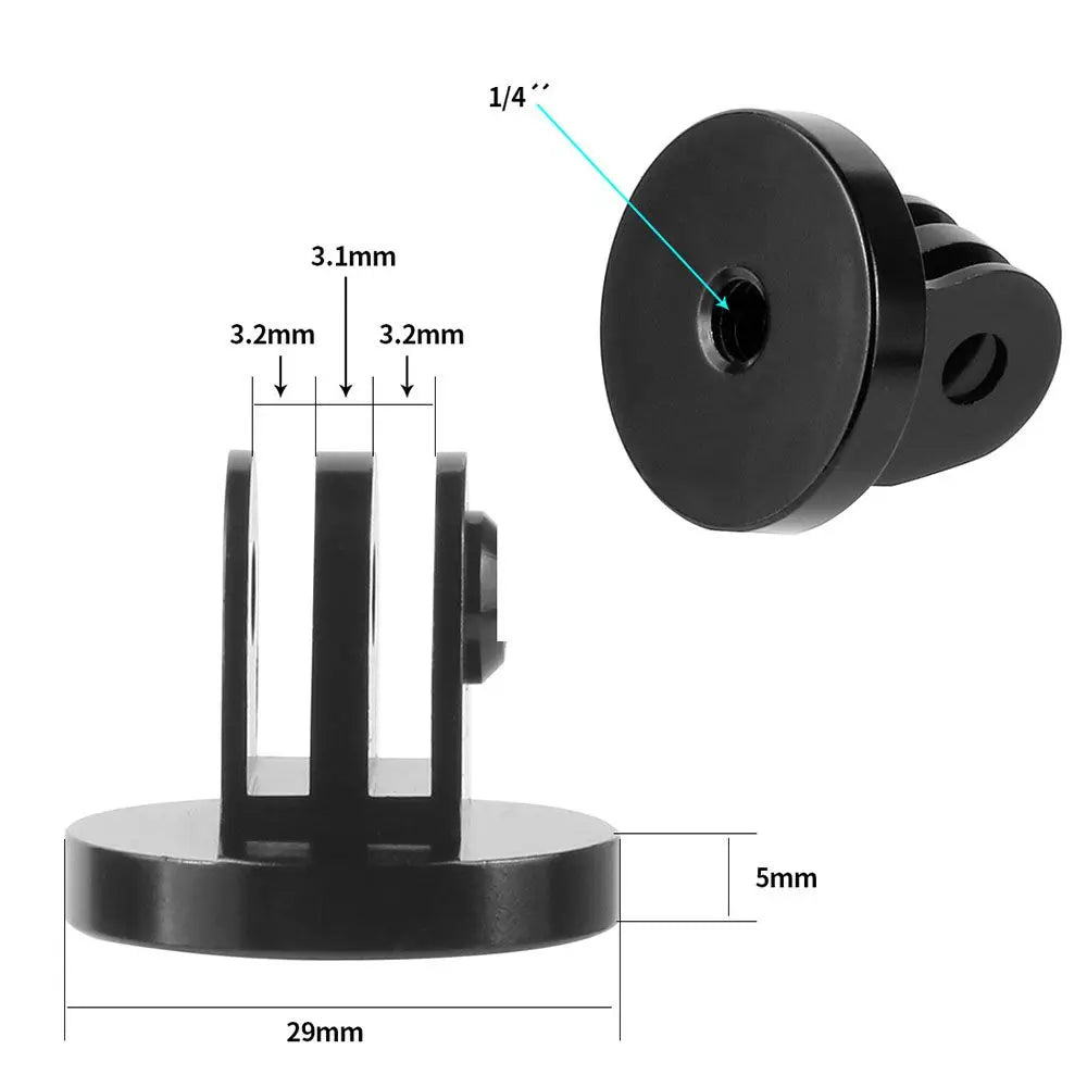 Adaptador de montaje en trípode para GoPro, adaptador de rosca de 1/4, aleación de aluminio