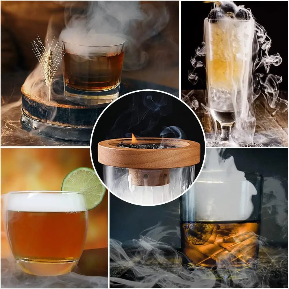 Smoker Kit Old Fashioned Whiskey Drink Smoker Infuser with Fuel Wood Shavings Smoking Cocktail Gift for Your Friends Husband Dad