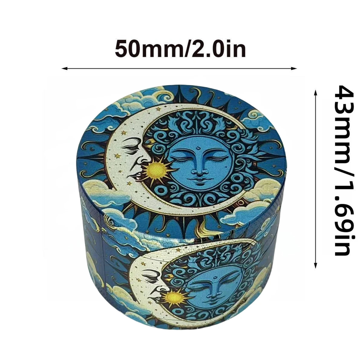 Moledor de hierbas 4cm y5 cm diámetro Diseño ergonómico de l luna y el sol