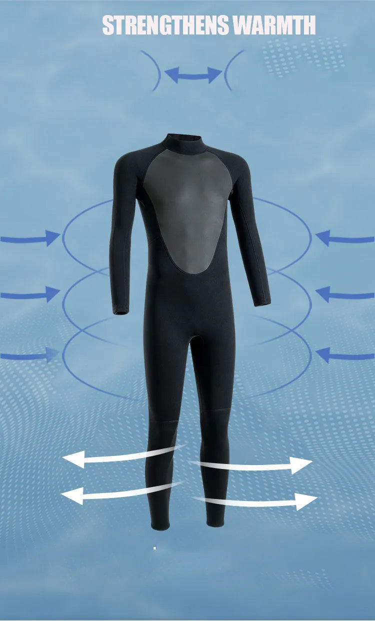 Trajes de neopreno de 3 mm para hombre, para buceo, surf, natación, trajes completos, para agua fría, para mantener el calor, con cremallera, para deportes acuáticos, traje de buceo completo