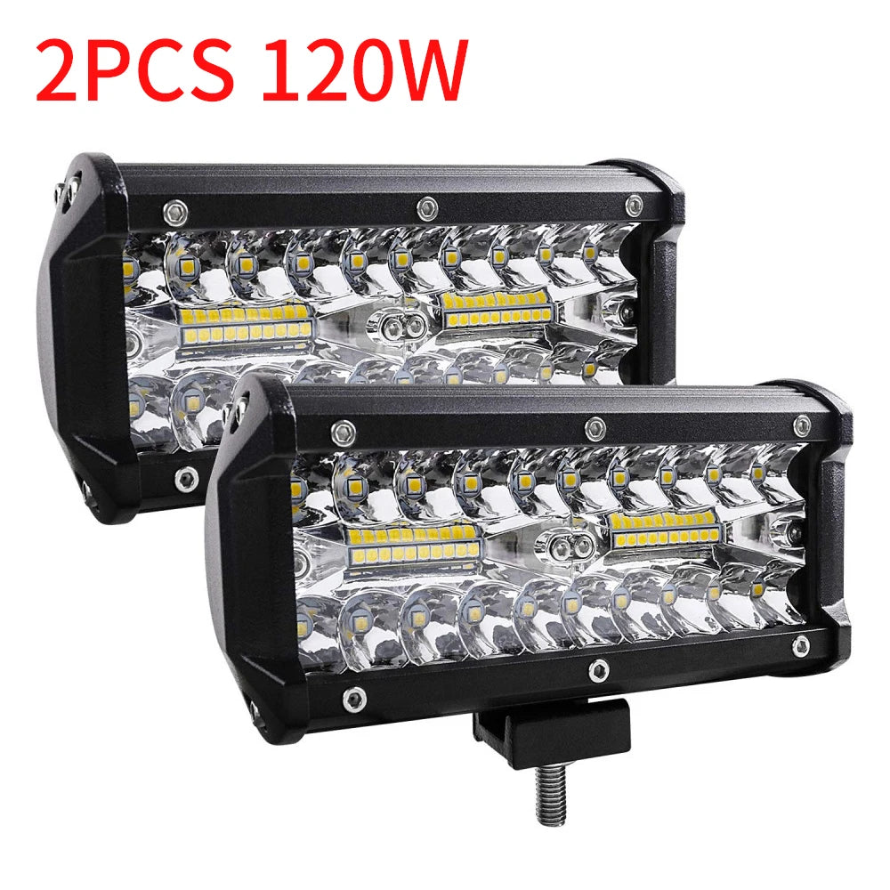 2pc LED Light Bar Waterproof Offroad Fog Light 120W Driving&Work Light Truck Farm Tractor Boat SUV ATV Light Bar/work Light