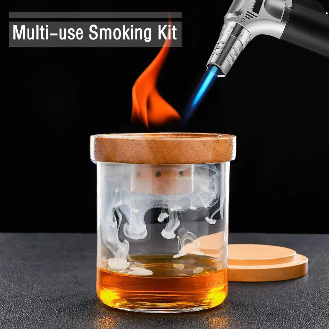 Smoker Kit Old Fashioned Whiskey Drink Smoker Infuser with Fuel Wood Shavings Smoking Cocktail Gift for Your Friends Husband Dad