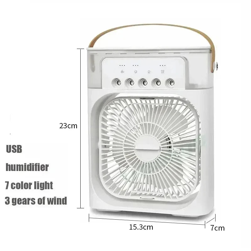 Ventilador con aire acondicionado,, luz nocturna LED, humidificador portátil, ventilador de oficina para el hogar