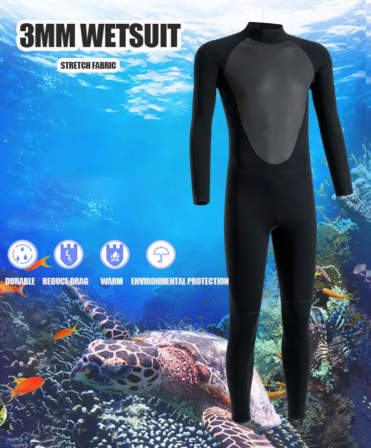 Trajes de neopreno de 3 mm para hombre, para buceo, surf, natación, trajes completos, para agua fría, para mantener el calor, con cremallera, para deportes acuáticos, traje de buceo completo