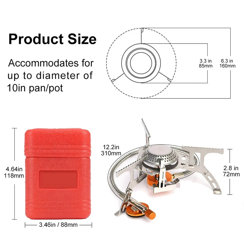 Estufa de gas para acampar, portátil, plegable. Ideal para mochileros, campistas, senderismo, picnic