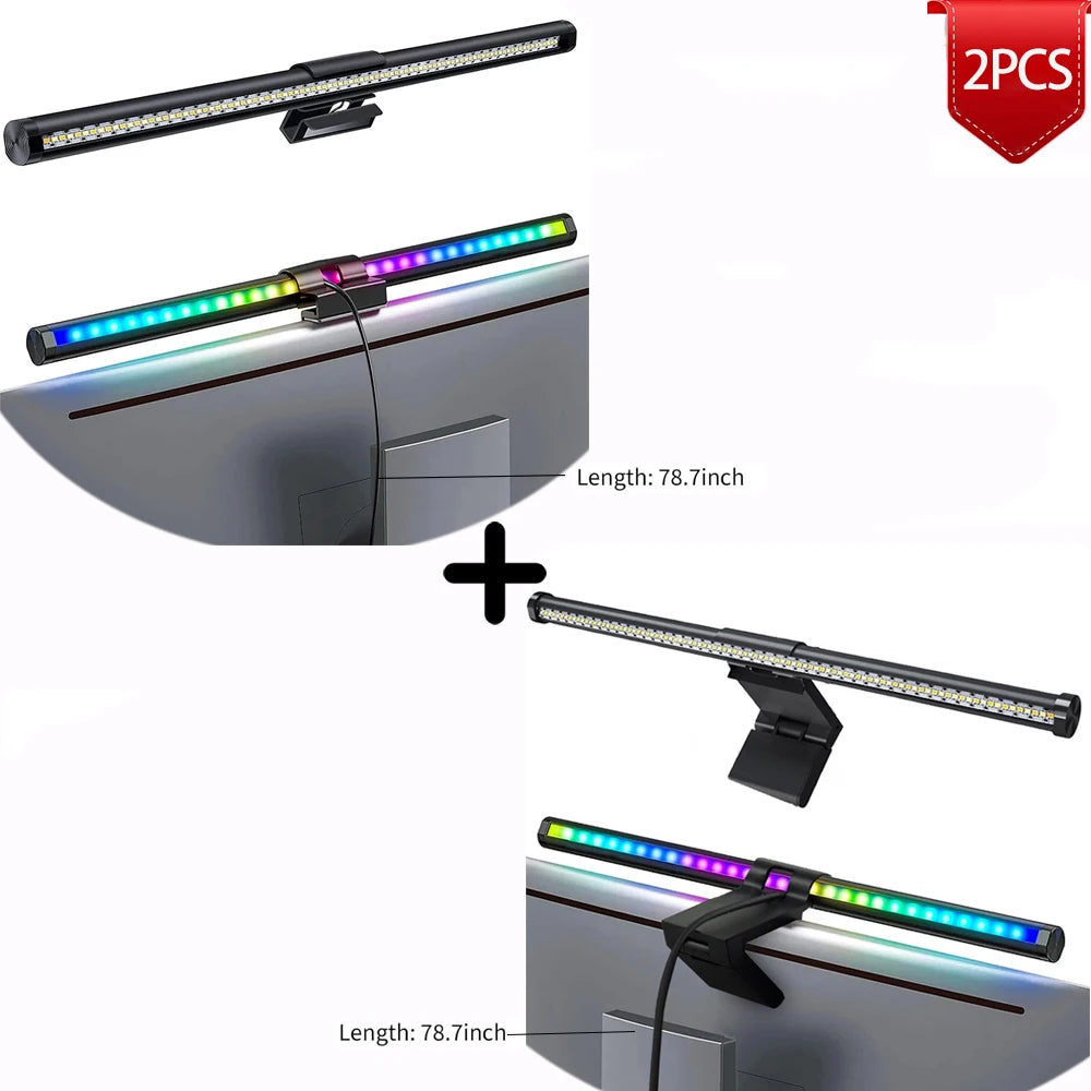 LED Monitor Light Bar Computer Screen Hanging Lights RGB  Atmosphere Table Lamp For Work Study Read Gaming Dimming Lighting 44cm