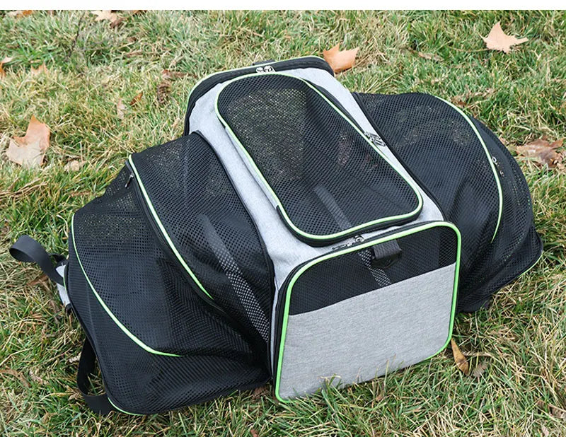 Mochila transporte para mascotas, bolso expansible con buena ventilación