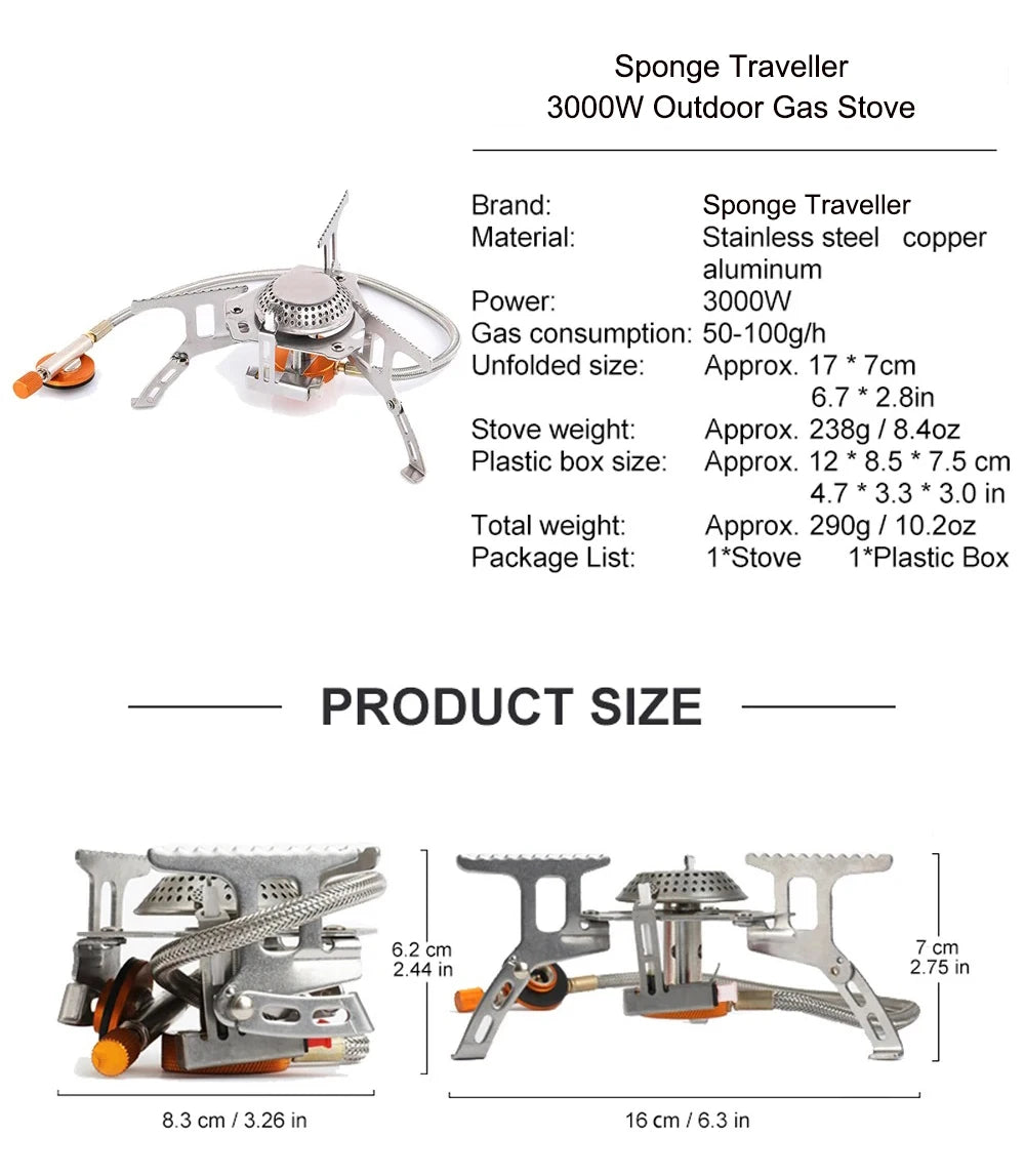 Estufa de gas para acampar, portátil, plegable. Ideal para mochileros, campistas, senderismo, picnic