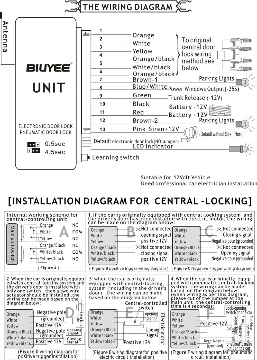 Universal Keyless Entry System Car Alarm Systems Device Auto Remote Control Kit Door Lock Vehicle Central Locking And Unlock