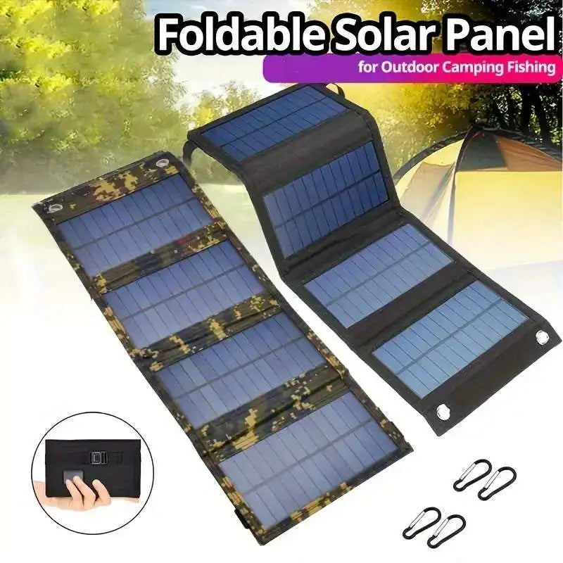 Panel solar plegable USB portátil ideal para viajes a lugares de difícil conexión