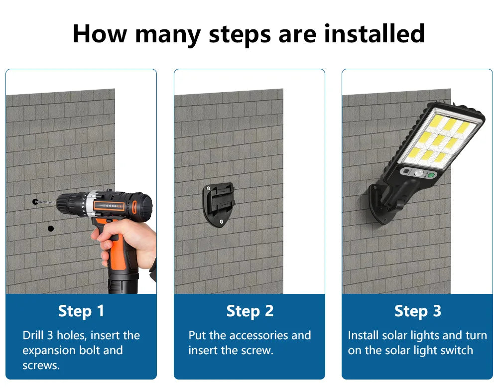 Lámpara solar LED para exteriores de 500000 lm con sensor de movimiento