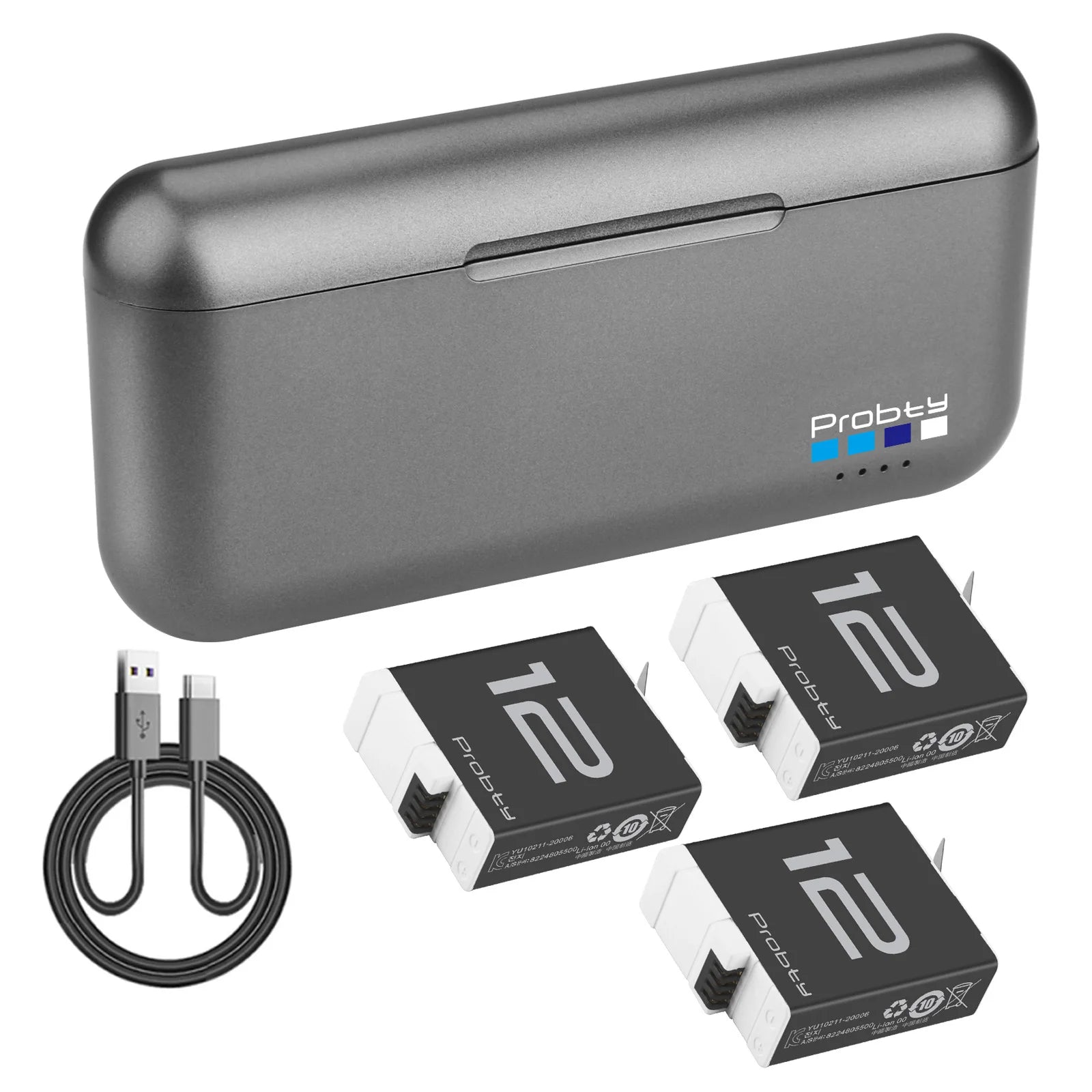 Batería Endurance de 1850 mAh para GoPro Hero 12 11 10 9 Caja de carga de 3 Baterias