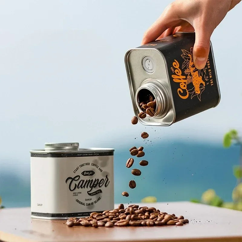 150g Empty Coffee Bean Airtight Cans Outdoor Camping Tin Box Food-grade Packaging Fresh Breathing Iron Cans  Storage Container