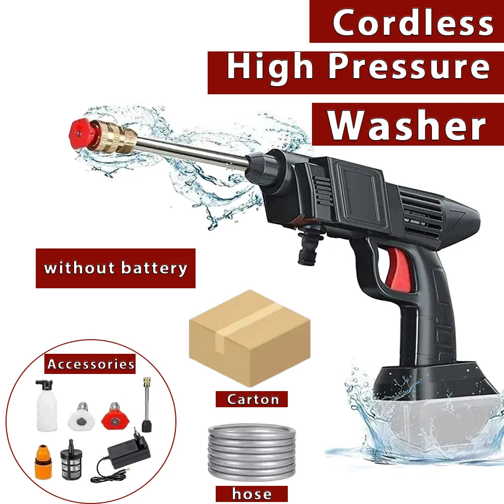 Cordless High Pressure Washer Machine Rechargeable Car Washing Foam Electric Famliy Garden Water Gun Adjustable for Makita