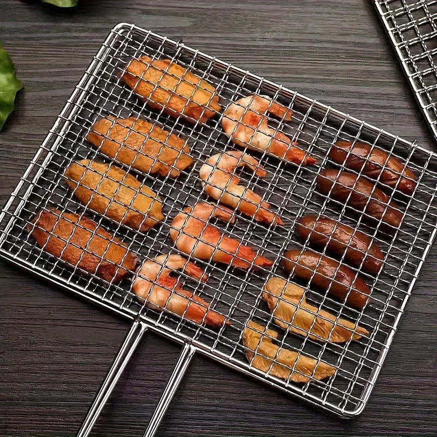 1pc, Grill Basket, BBQ Fish Grill Basket, Heavy Duty Grill Basket For Outdoor Picnic Camping, Grill Accessories, BBQ Accessaries