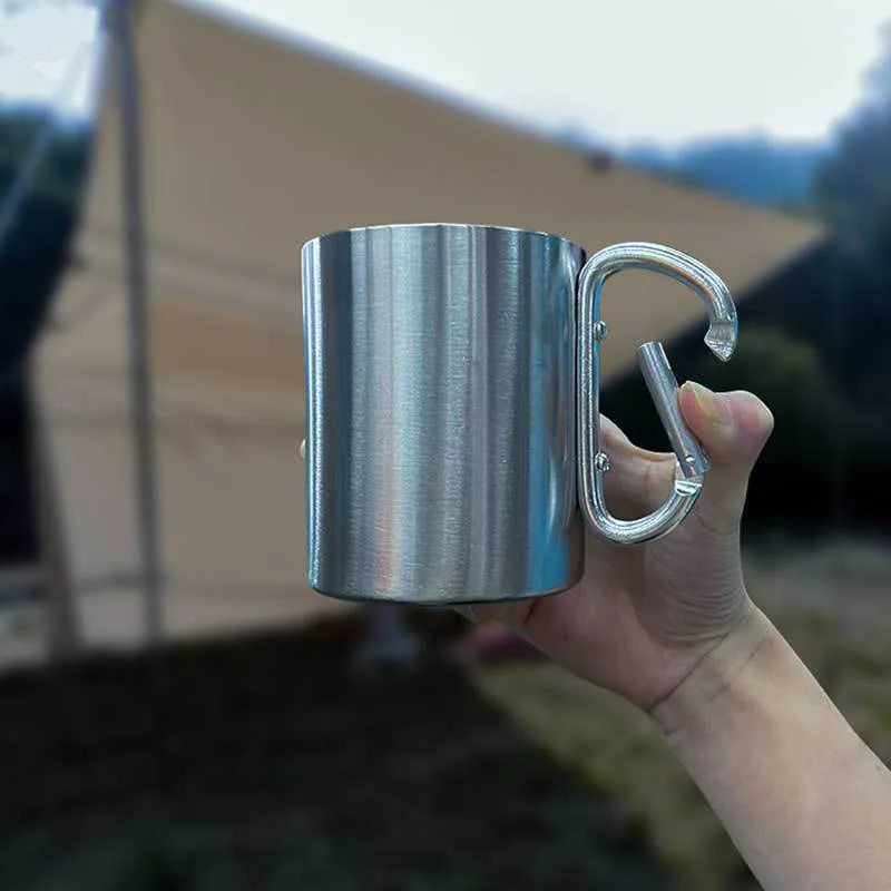 Taza de montañismo al aire libre Taza metálica de Acero inoxidable especial para Viaje Camping