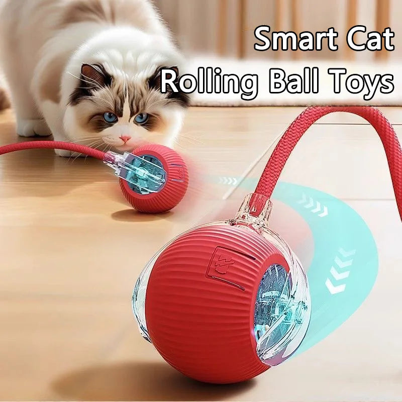 Juguete de pelota interactiva para gatos, pelota rodante automática con cola, Recargable , ratón inteligente para gatos