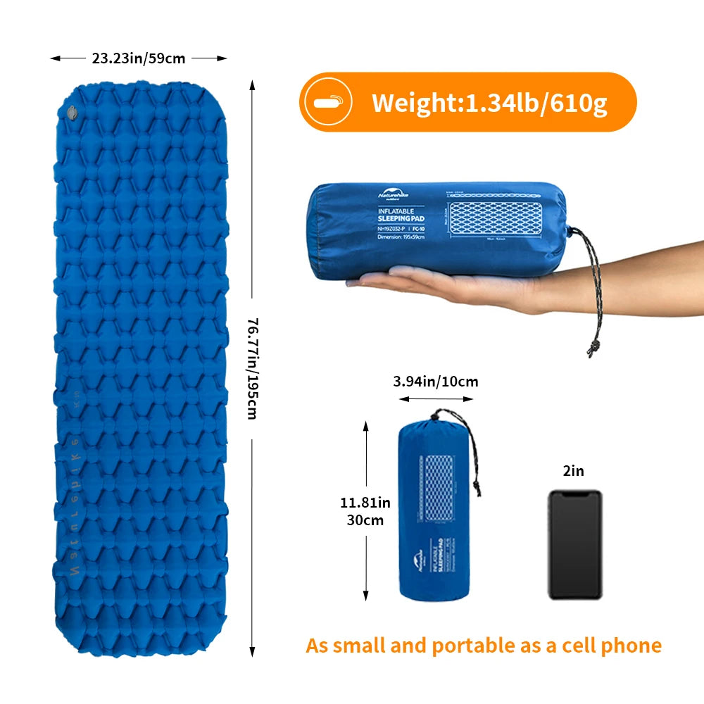 Colchón inflable Naturehike ideal para camping y aventuras al aire libre