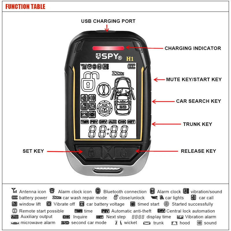 SPY Car Two Way Alarm System Full Set Immobilization Remote Starter Keyless Entry Automotive Smart Central Locking Control Kit