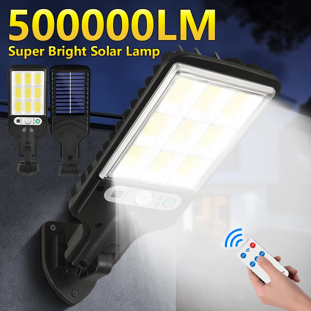 Lámpara solar LED para exteriores de 500000 lm con sensor de movimiento