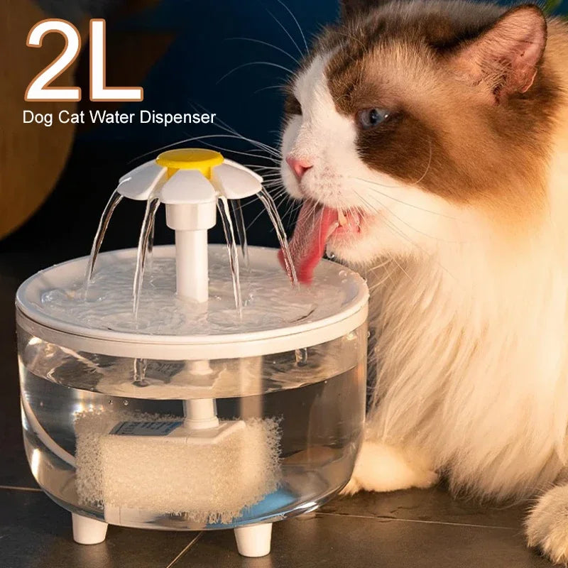 Dispensador de agua para mascotas, 2 L, filtro automático, USB, fuente de agua, silencioso