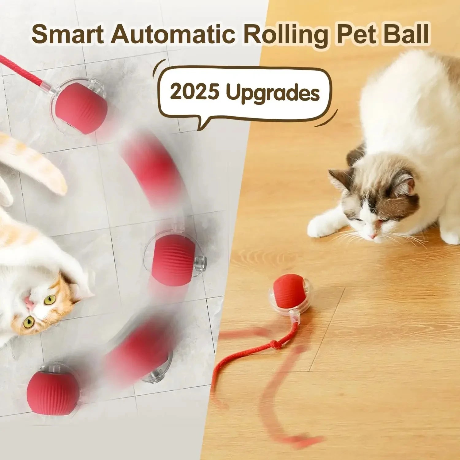 Juguete de pelota interactiva para gatos, pelota rodante automática con cola, Recargable , ratón inteligente para gatos