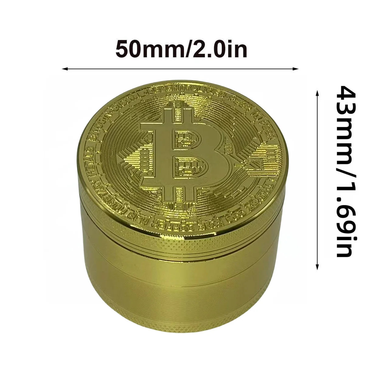 2inch Metal Bitcoin Herb Grinders 4-layers Spice Pepper Mill Mortar Grass Raw Tobacco Grinder Smoking Accessories Kitchen Tool