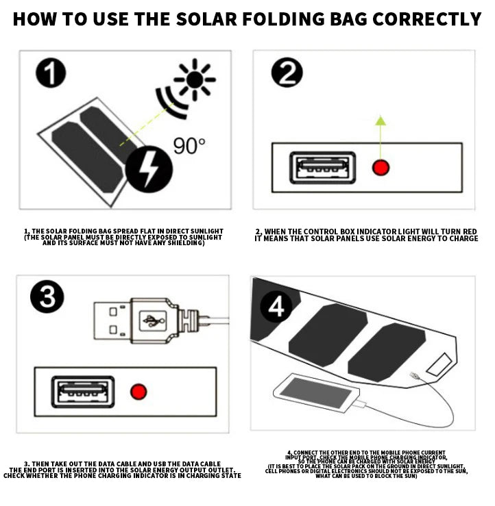 Panel de carga solar portátil multifuncional    Es plegable , es compacto por ende muy fácil de llevar , ideal para que te quedes sin batería