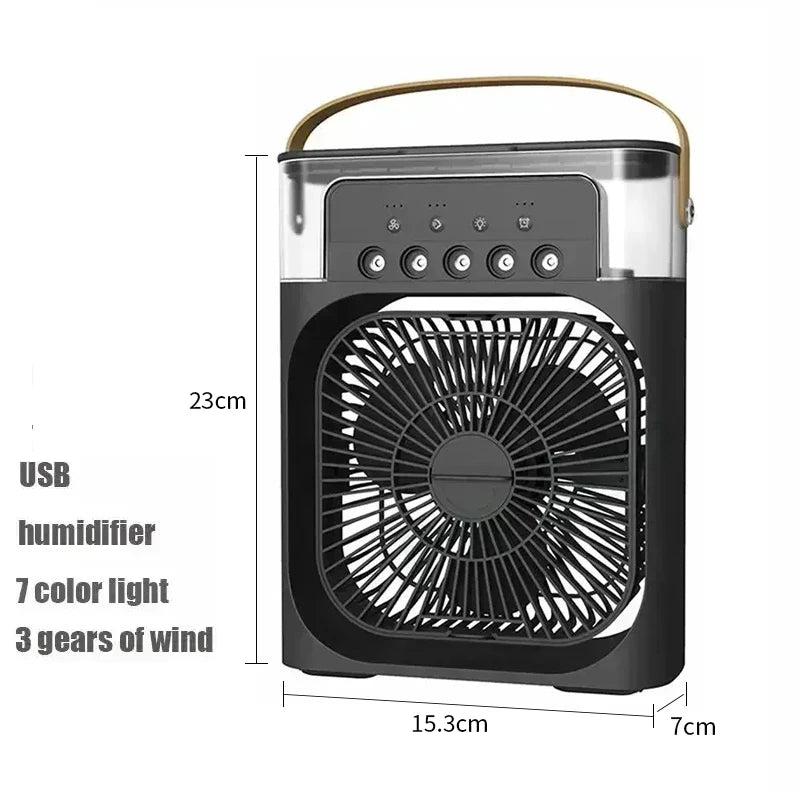 Ventilador con aire acondicionado,, luz nocturna LED, humidificador portátil, ventilador de oficina para el hogar