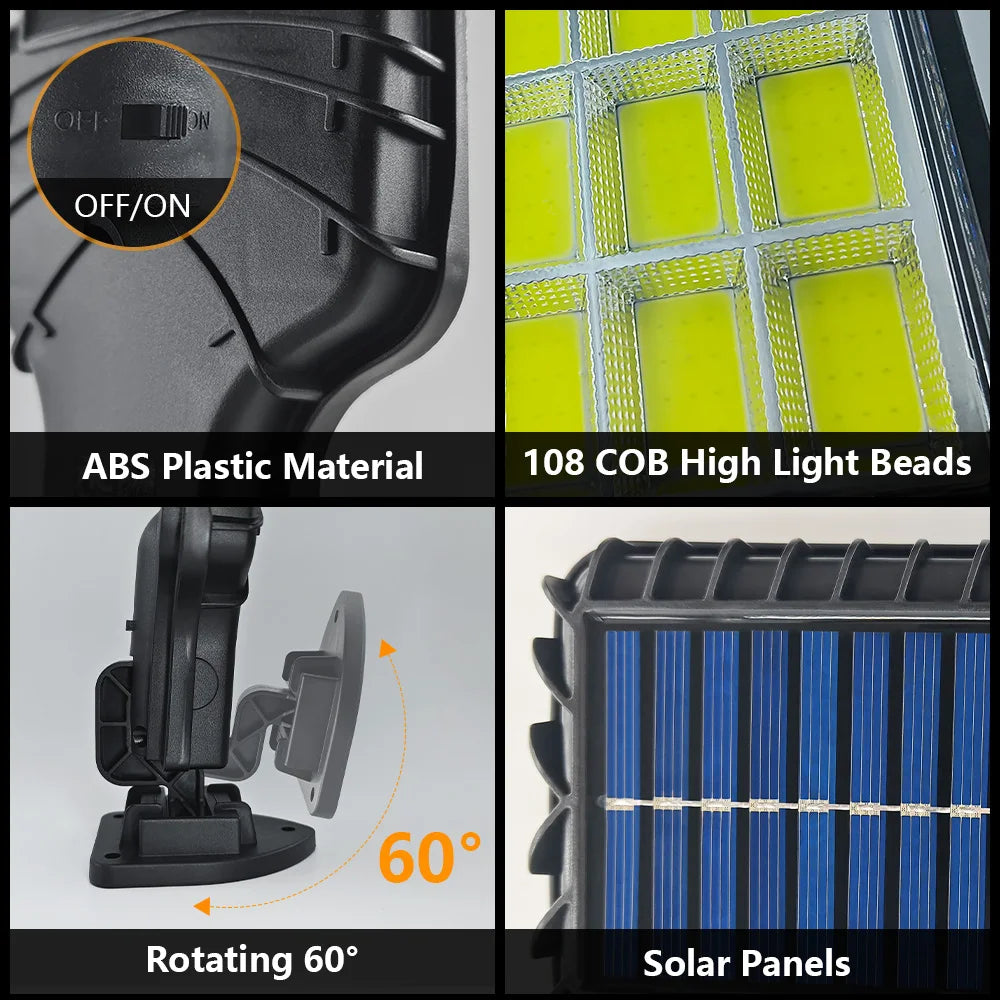 Lámpara solar LED para exteriores de 500000 lm con sensor de movimiento