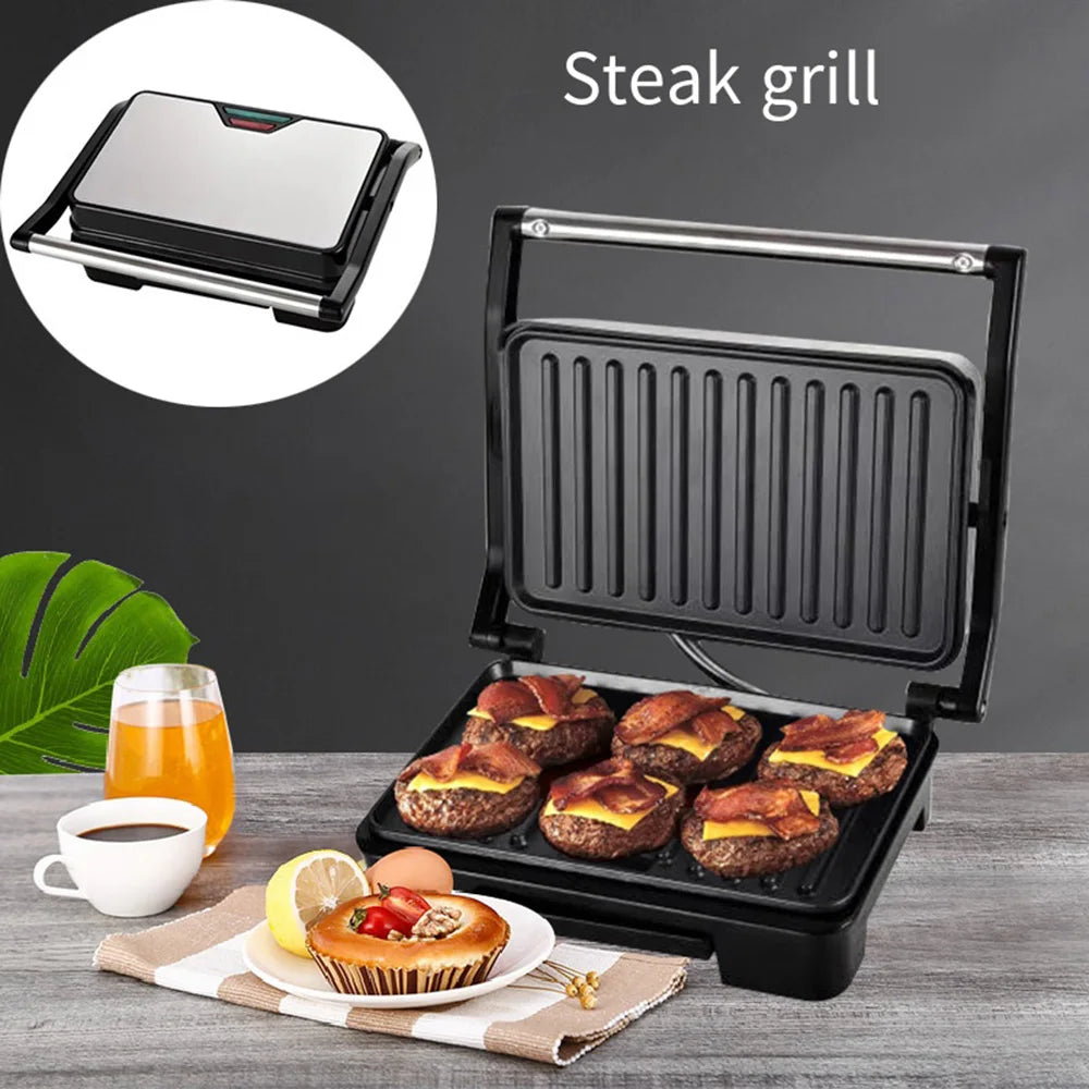 750W Waffle Sandwich Maker Home Small Roast Steak Machine Hamburger Non Stick Surface Grill Toaster Electric Breakfast Machine